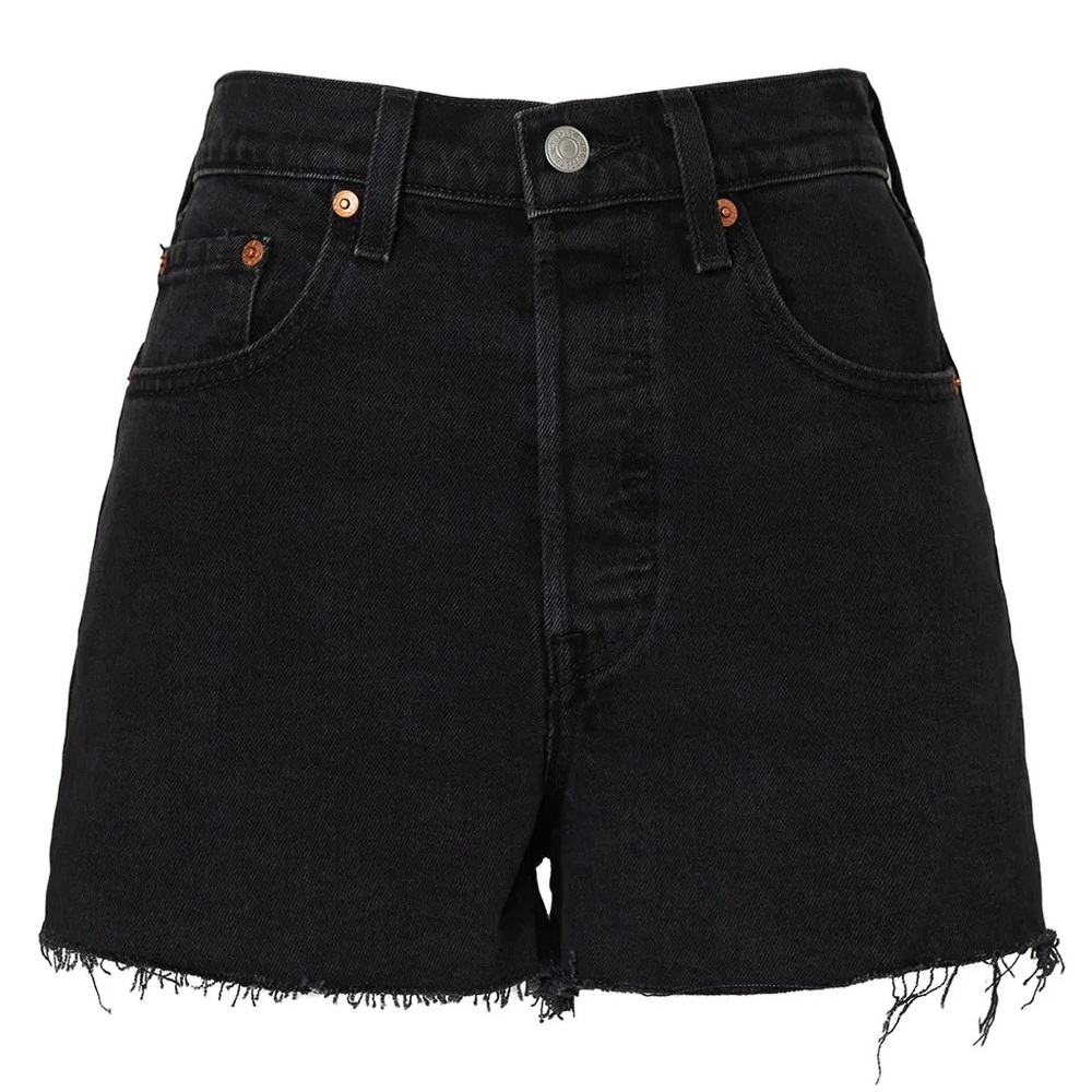 Levi’s High Rise Denim Ribcage Shorts Black 27